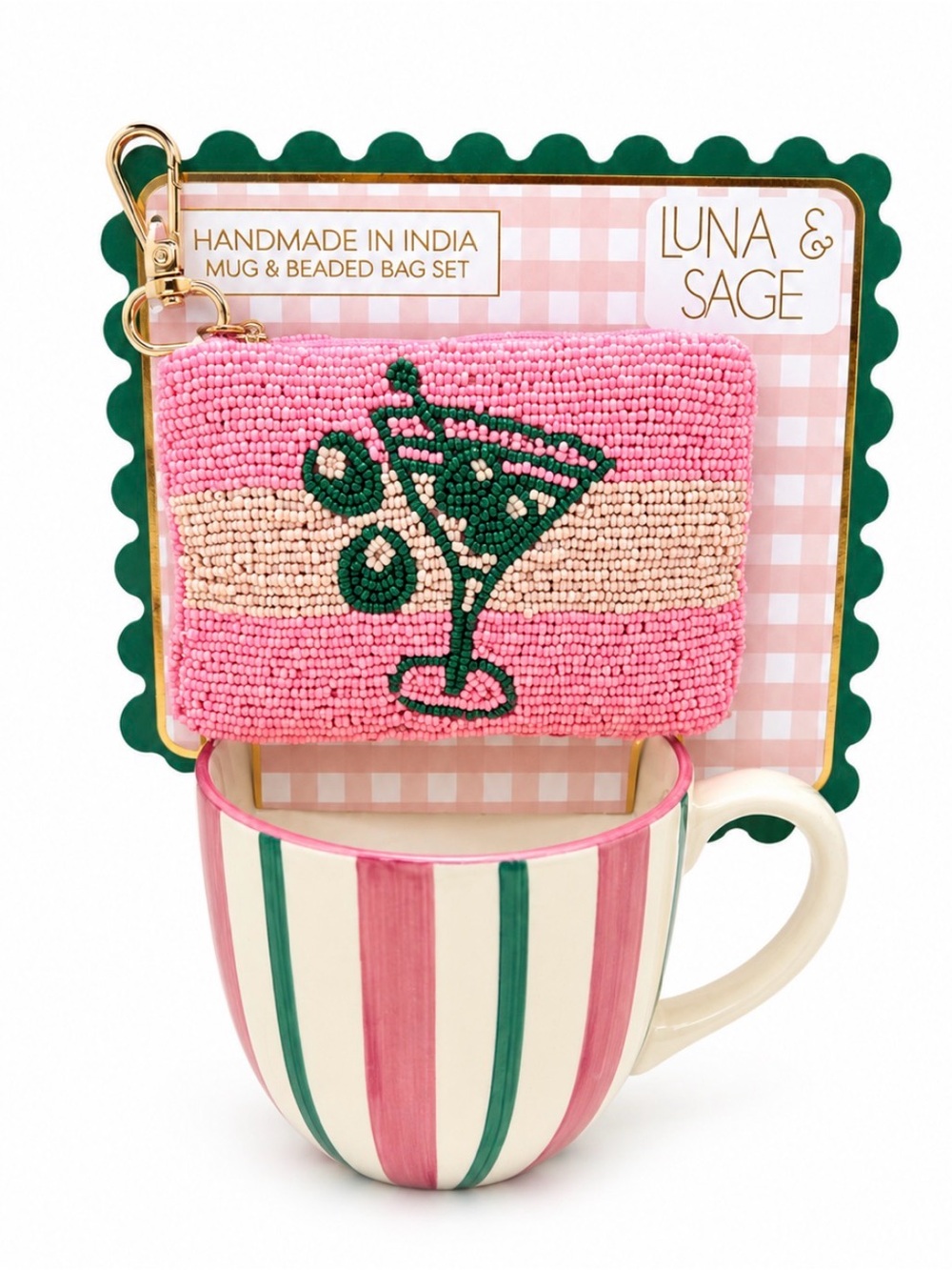 Luna & Sage Beaded Martini Mug & Pouch Set - Viral!